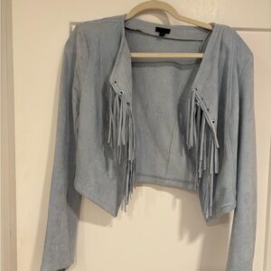 Light Blue Fringe Women's Jacket